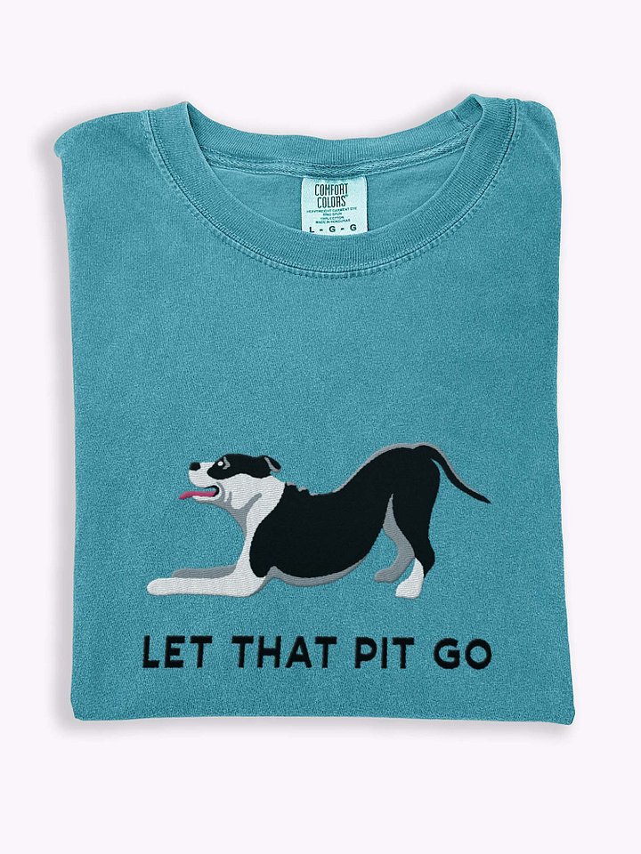 Let That Pit Go T-Shirt(Embroidered) of a Pitbull Terrier(Black) product image (1)
