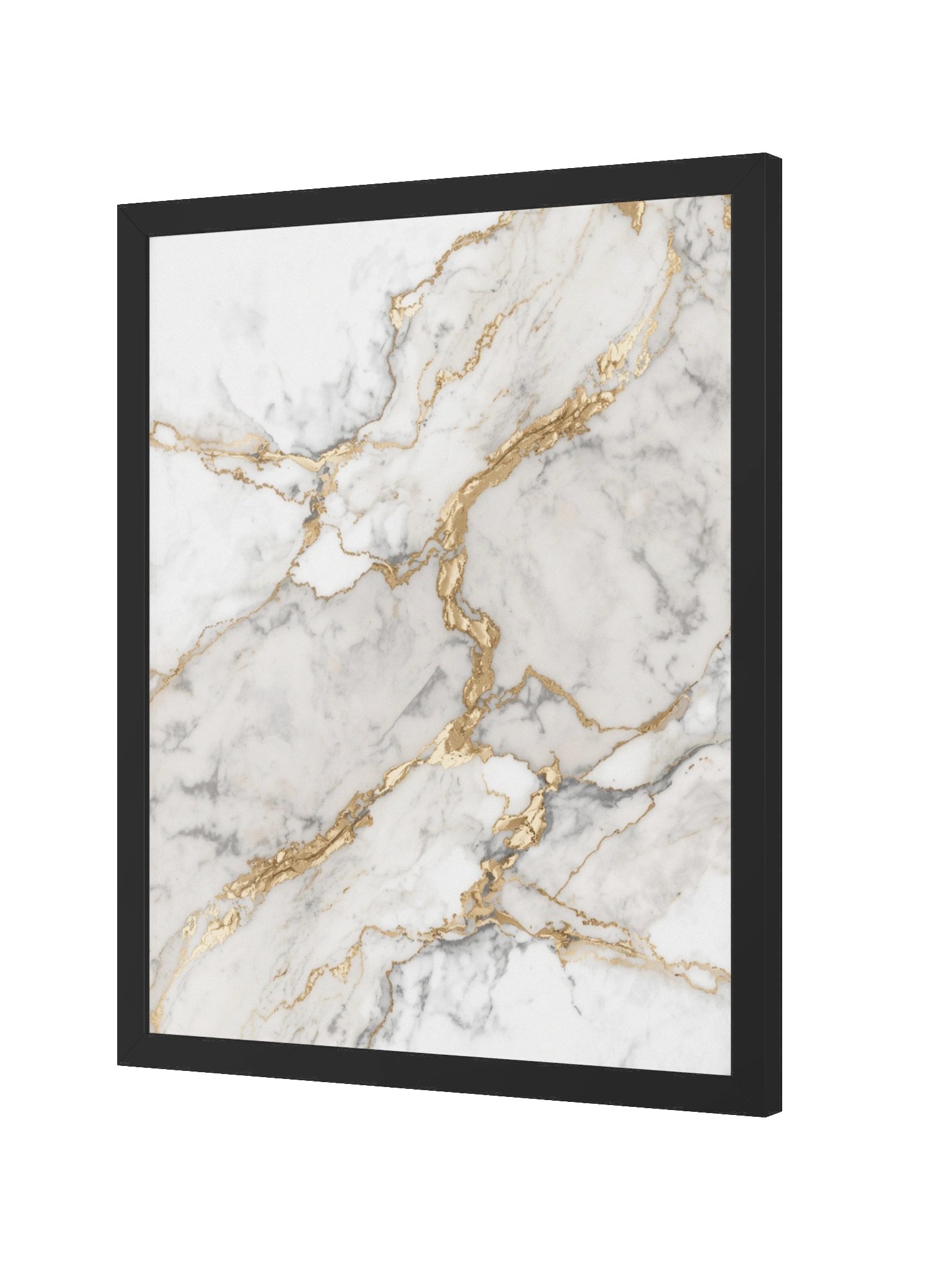 Golden Veins Marble Wall Art | Elegant White & Gold Abstract Decor -41×51 cm product image (3)