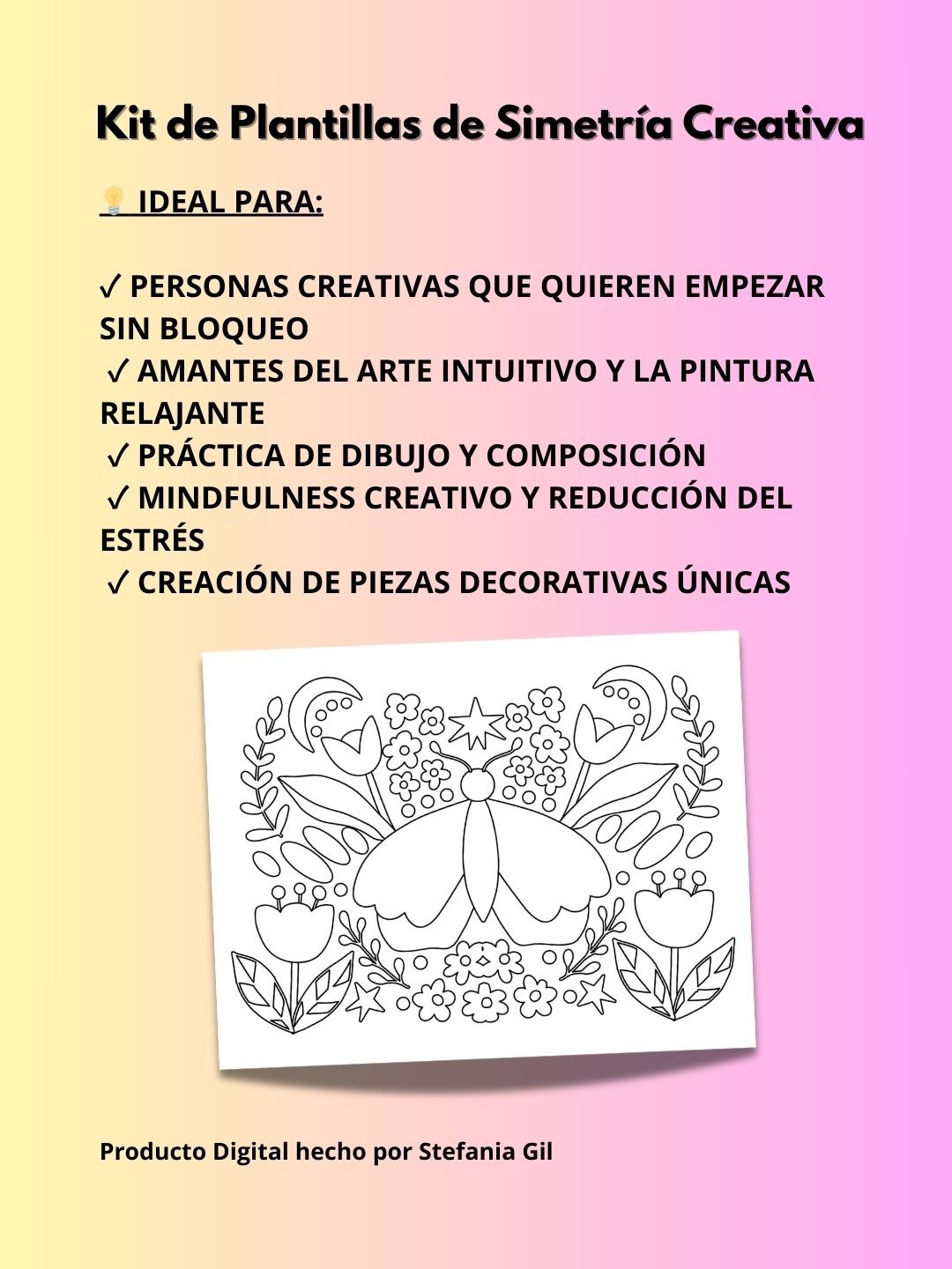 Plantillas de Arte Simétrico para Calcar y Colorear — 3 Templates de Dibujo Creativo (PDF descargable) product image (2)