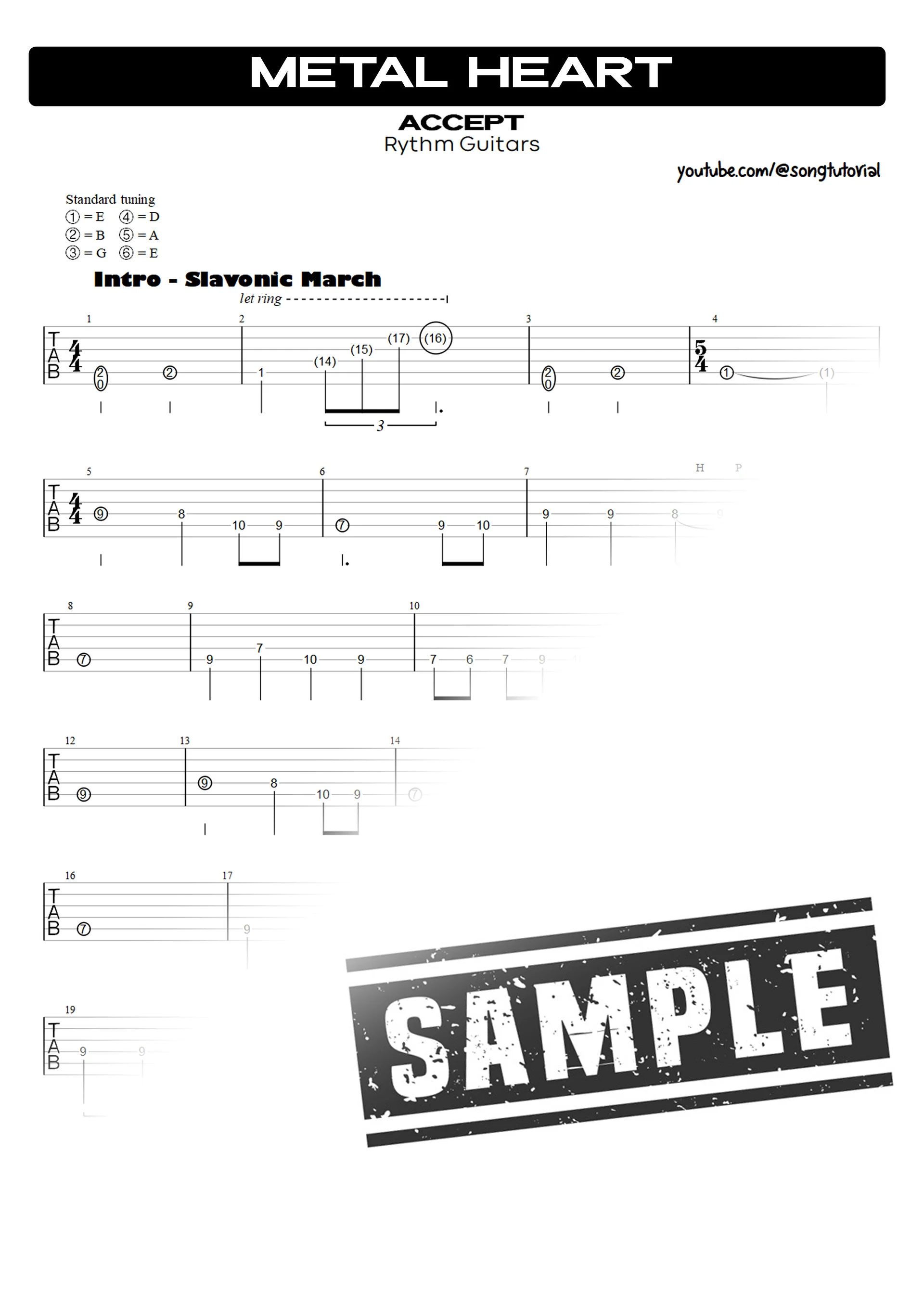 Metal Heart | PDF Tab + Guitar Pro | Accept product image (2)