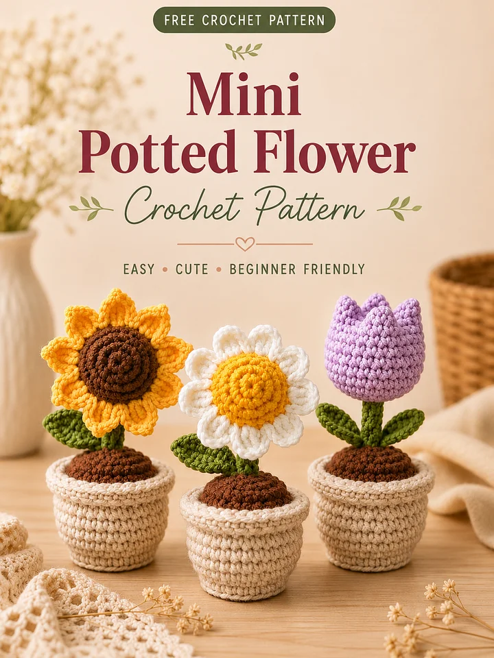 Mini Flower Pot Crochet Pattern Bundle product image (1)