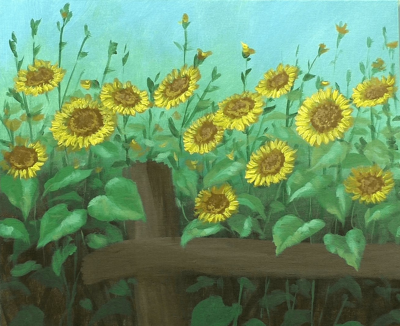 DOWNLOADABLE Acrylic Painting Tutorial - Sunflowers in the Fence product image (8)
