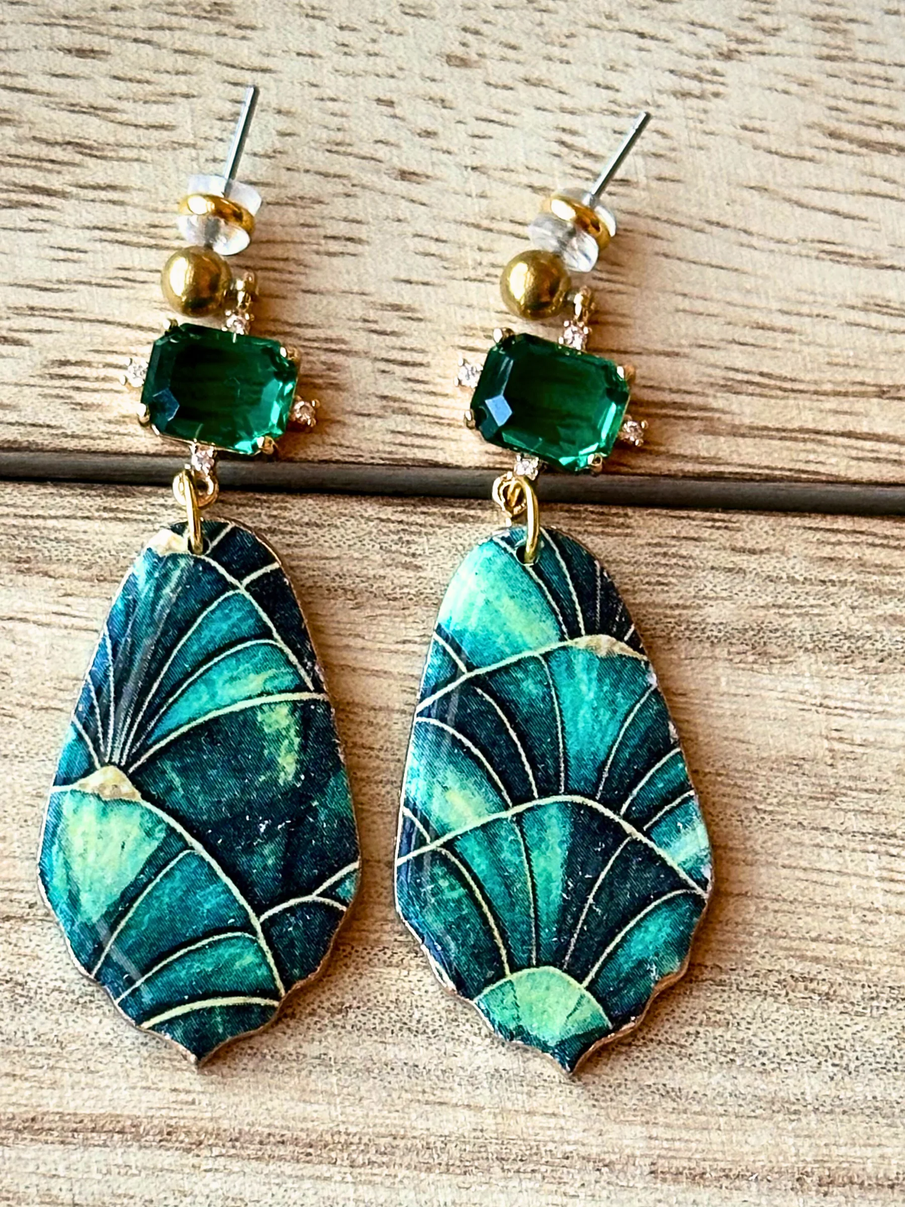 Jewel Tone Mosaic Drop Earrings – Handmade Statement Clay Dangles product image (3)