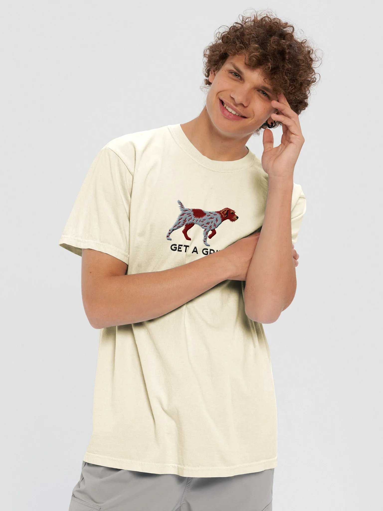 Get a Griff T-Shirt(Embroidered) of a Wirehaired Pointing Griffon(Liver Roan) product image (2)