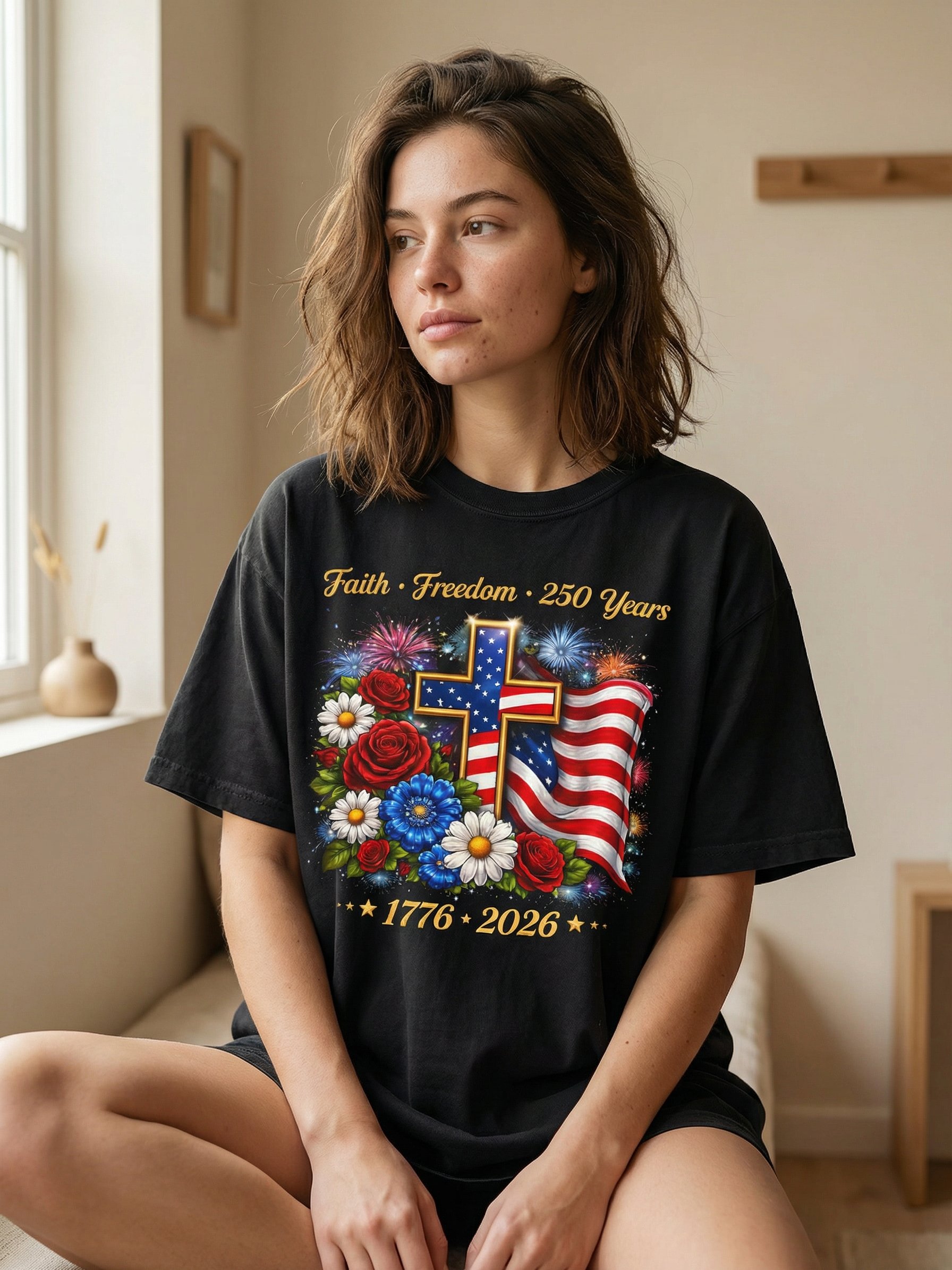 USA 250 Freedom Graphic Tee – Vintage Patriotic Shirt product image (1)