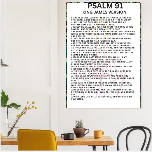 Psalm 91 Framed Poster | Minimal Bible Verse Art | Christian Home Decor product image (2)