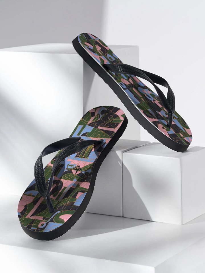 opposite dimples in the bored mind of the squid flip flops product image (2)