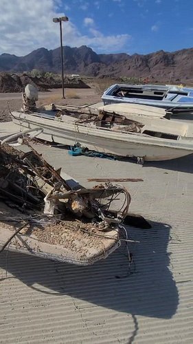 The boat wrecks of Lake Mead are being cleaned up as the water level keeps going down. Looks like they have added a couple si...