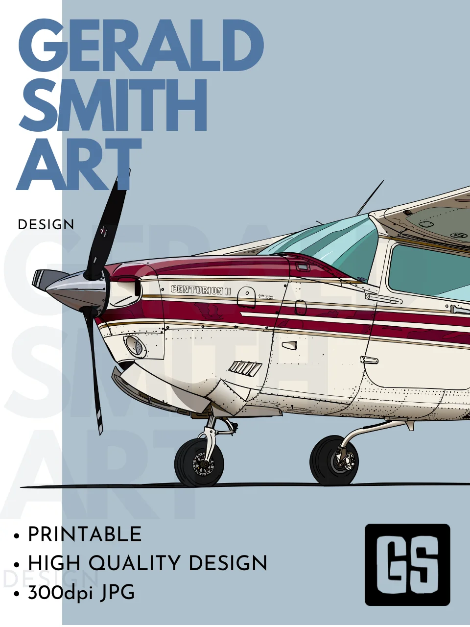 Cessna 210 ZS-KYJ Digital Printable Aviation Art Illustration Perfect Gift for Pilots & Enthusiasts product image (3)