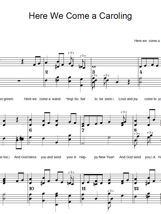 Here We Come a Caroling - Christmas - Piano sheet music product image (1)