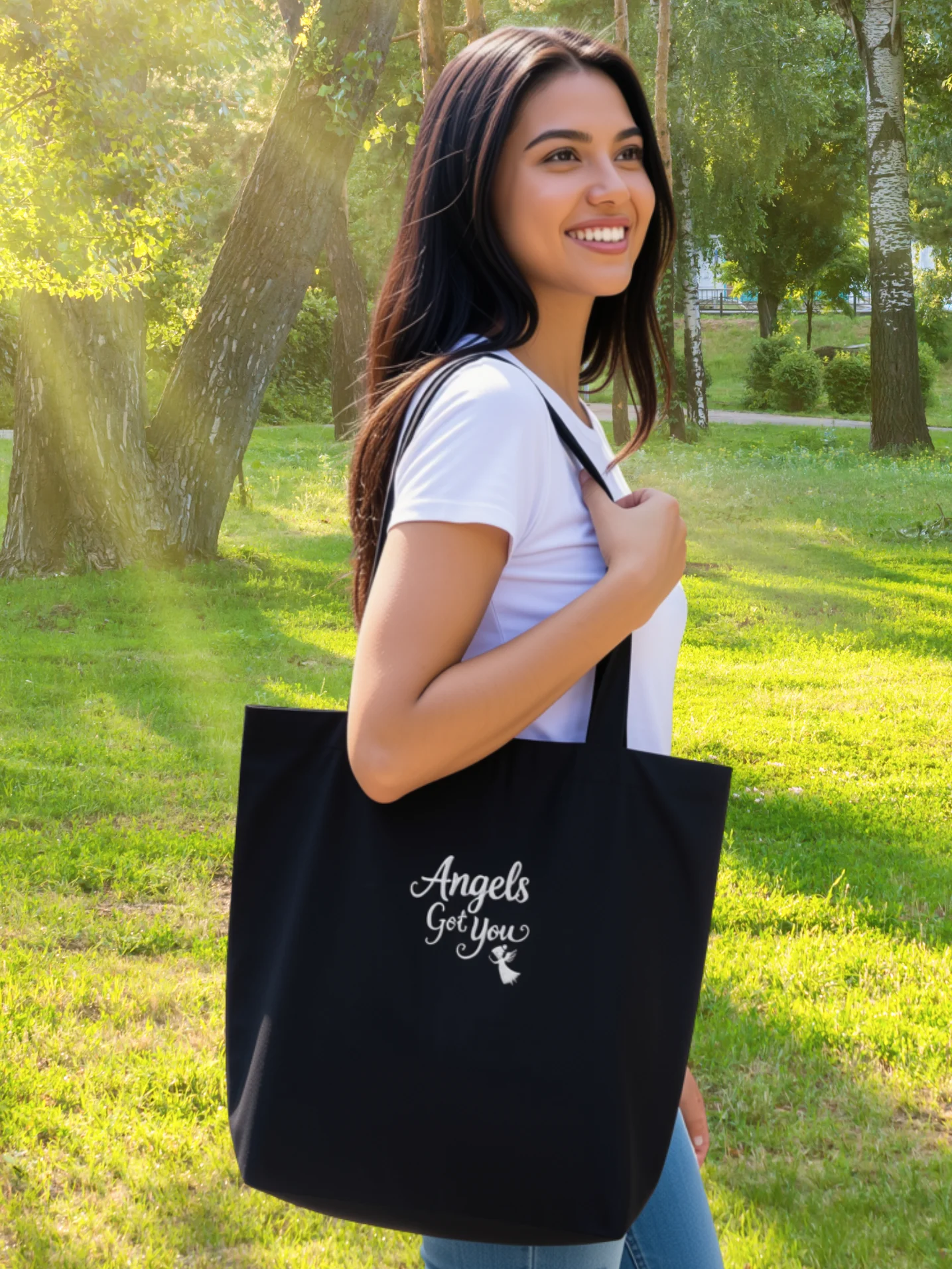 Angels Got You Eco-Friendly Tote Bag with Embroidery product image (1)