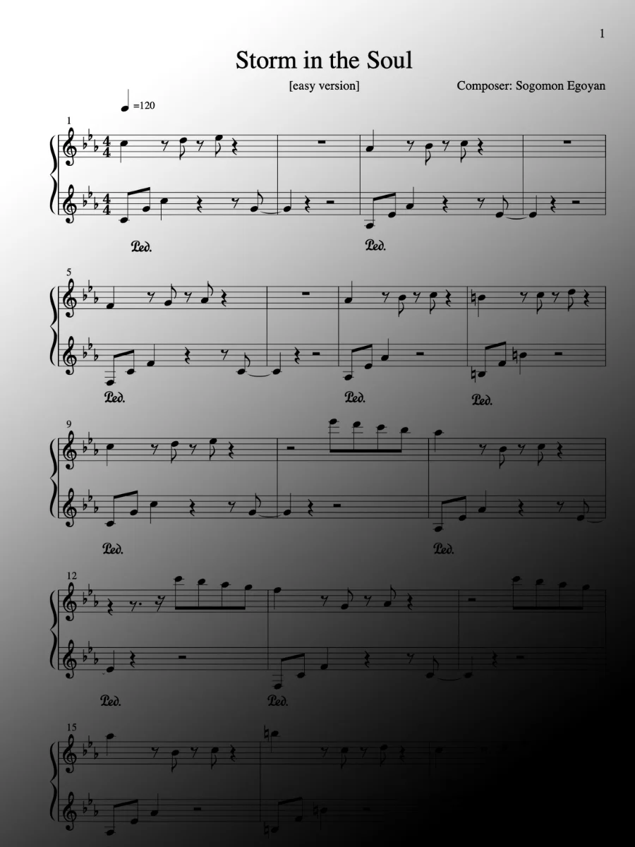 Storm in the Soul by Sogomon Egoyan - Piano Sheet Music (Advanced and Easy versions) product image (2)
