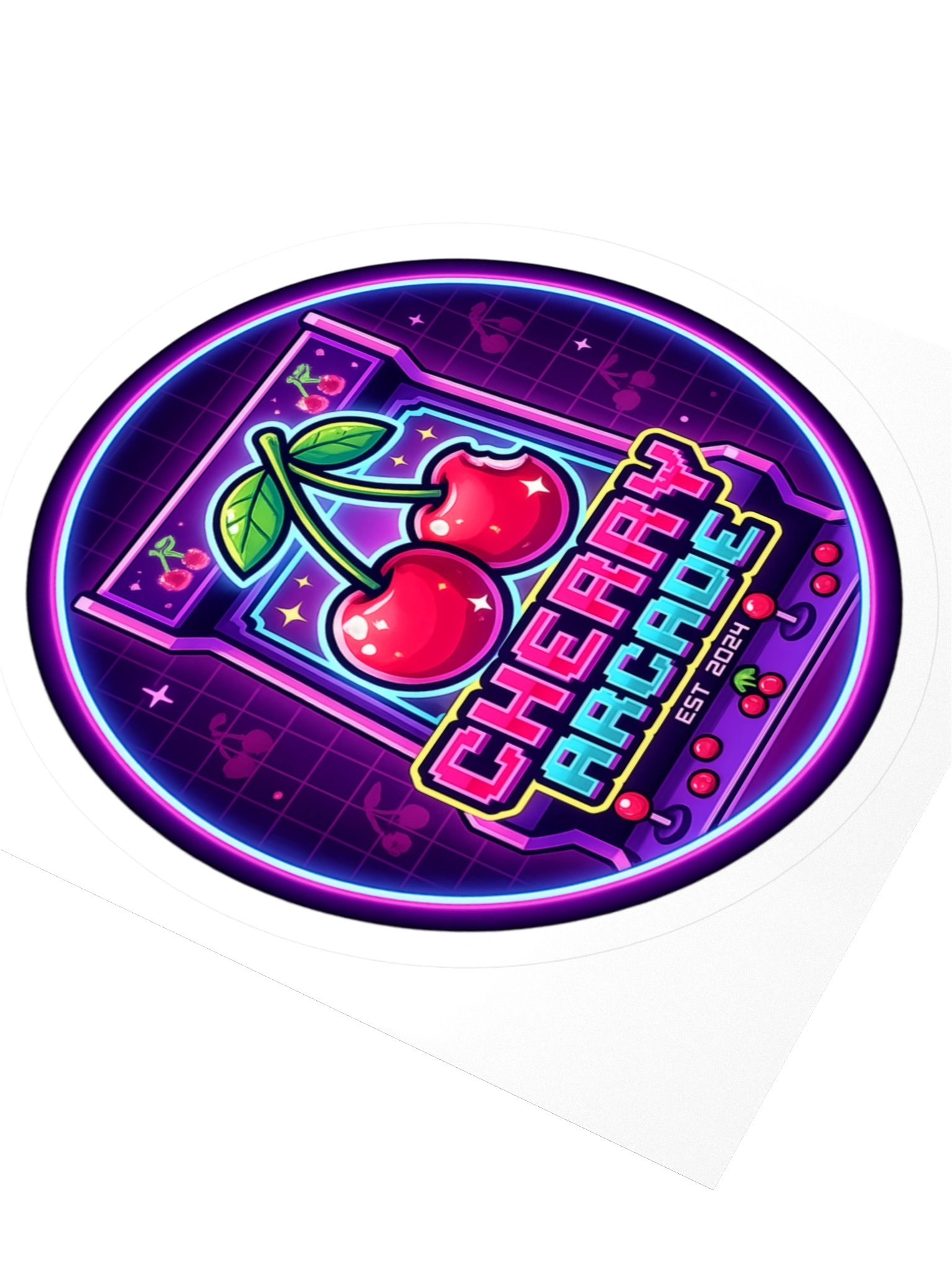 Cherry Arcade Neon Kiss Cut Sticker product image (3)