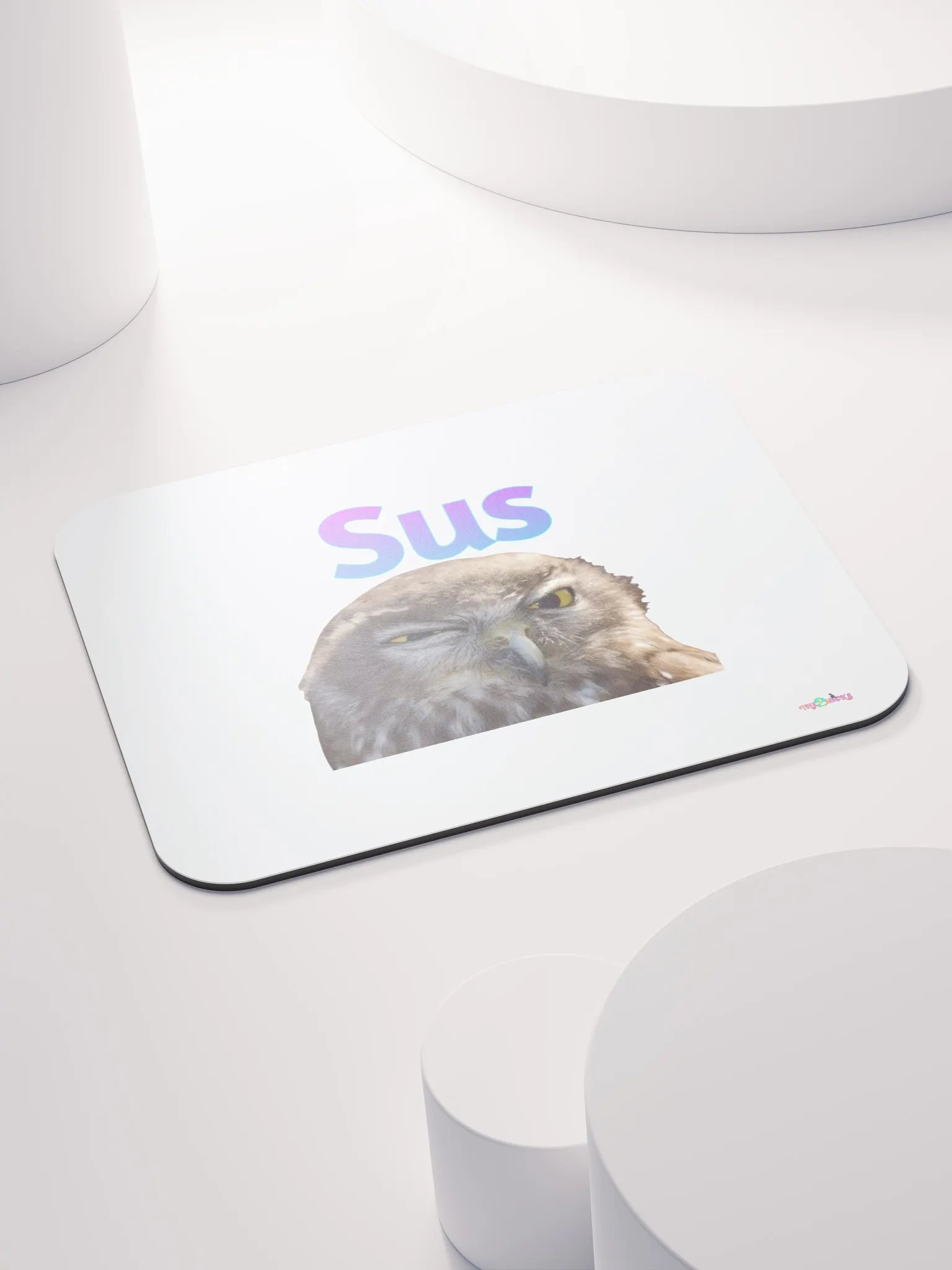 Sus Owl Classic Mouse Pad (White) product image (4)