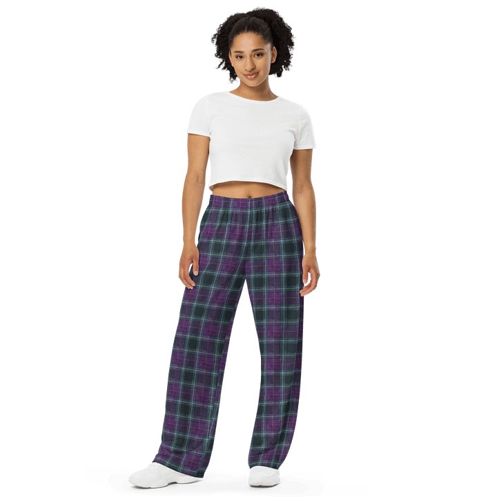 Purple/Green Plaid Wide Leg Pants product image (1)