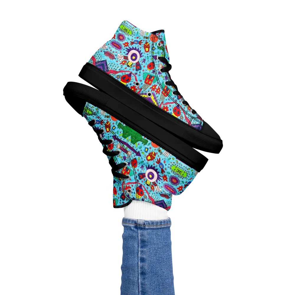 Abstract Doodle Characters Ladies High Top Canvas Shoes product image (4)