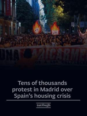 🇪🇸Tens of thousands of people marched through central Madrid on Saturday (26 Sep) to protest Spain’s housing crisis, calling for stronger tenant protections, anti-fraud measures and a ban on evictions without alternative housing. The demonstration followed the eviction of Maricarmen Abascal, 87, from the apartment where she had lived for around 70 years, a case that has become a symbol of rising housing pressures in Spain. According to Spanish media, Abascal’s father first rented the property in Madrid’s Retiro neighbourhood in 1956. After her parents died, she continued living there, but the building changed ownership in 2018 and the new owner, Urbagestion, increased the rent from around €500 to €2,650. The rent was later reduced to €1,650, but Abascal was still unable to afford it. Courts had previously blocked three eviction attempts, and her case drew national attention amid wider concerns over housing affordability and tenant security in Spain. Key developments: - Government authorities estimated around 25,000 people attended, while organisers, the Madrid Tenants’ Union, claimed more than 300,000. - The Bank of Spain estimated a national shortage of 550,000 homes last year. - Protesters established a camp in Puerta del Sol after the march, with some remaining overnight. The housing demonstration took place on the same day as a separate protest elsewhere in Madrid over the government’s handling of the Ceuta migration crisis, highlighting broader social and political tensions in Spain ahead of the 2027 general election. ℹ️     @The Associated Press @DW News  📸 Demonstrators hold a banner reading: 