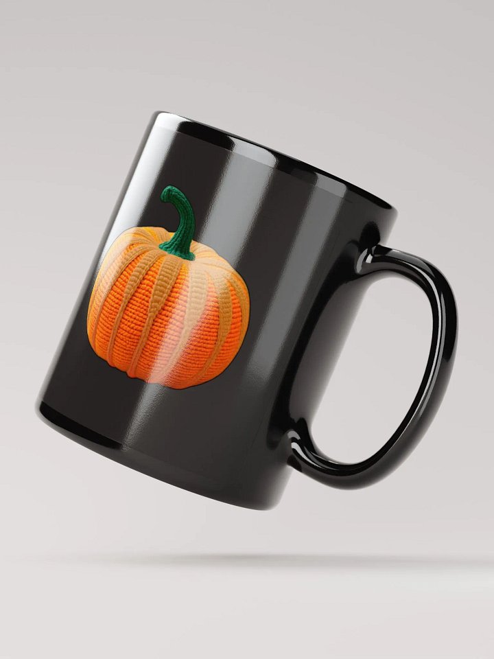 CozyAvocado Black Glossy Mug Crochet Pumpkin #1 product image (2)