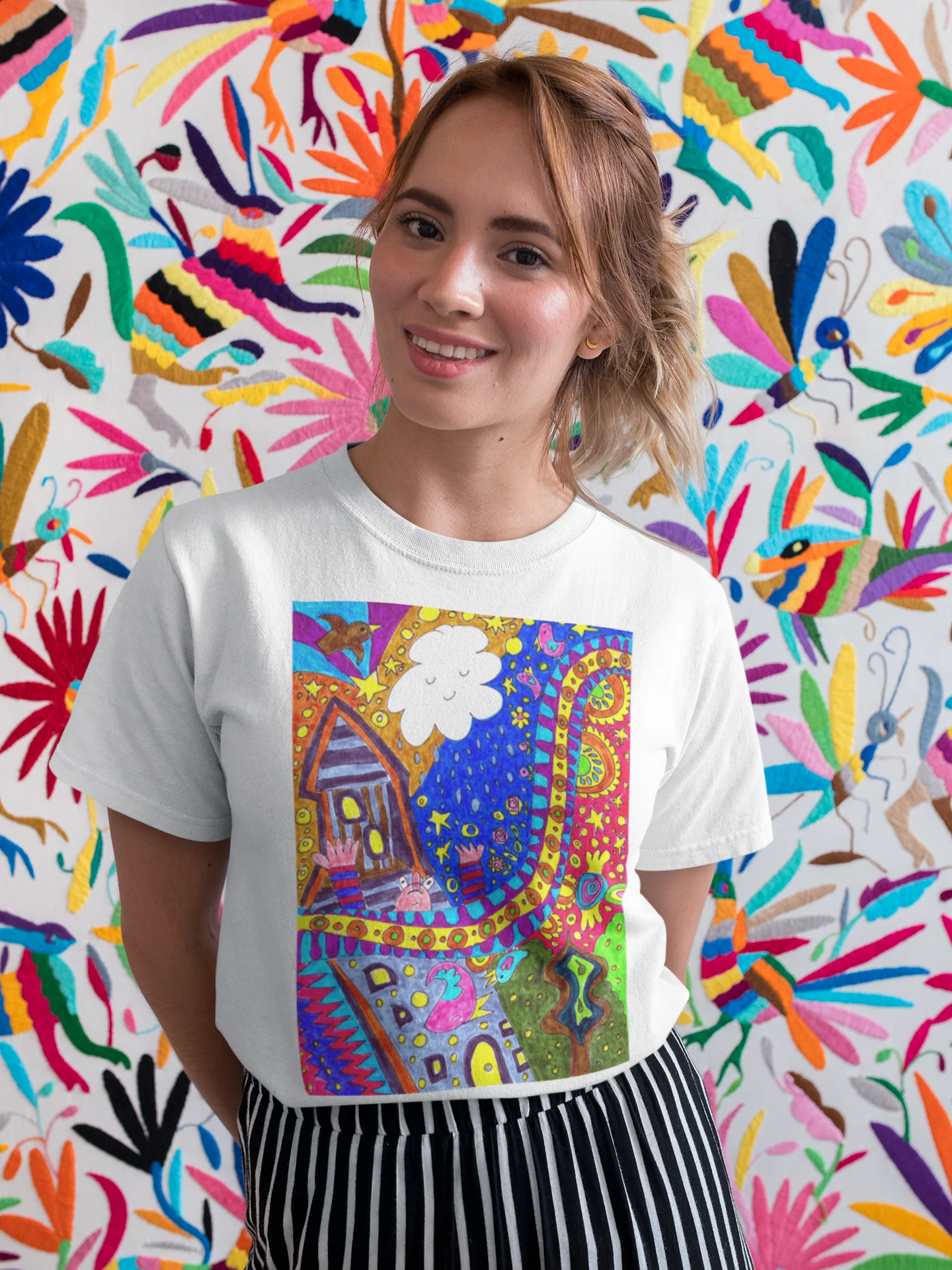 Abstract Doodle Art Golden Tower Moment Unisex T-Shirt product image (2)
