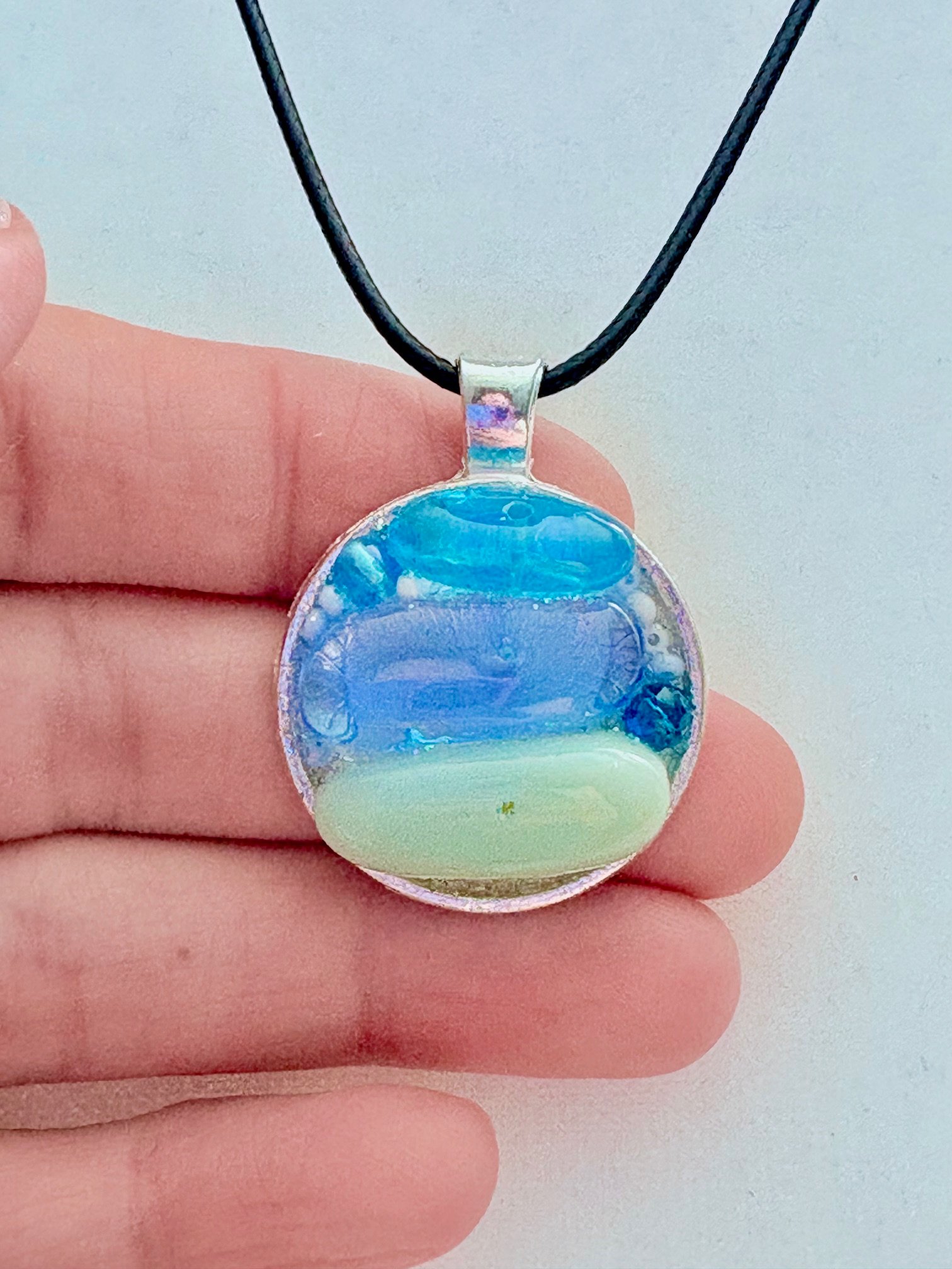 MFD-00208 | Coastal Calm Horizon Pendant Necklace | Handmade Glass Art Jewelry | Monique Faella Designs™ product image (2)