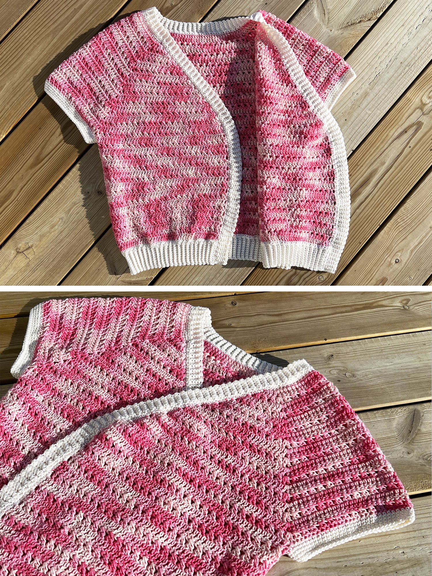 Short Sleeved Pink Cross Cardigan, Size S/M product image (1)