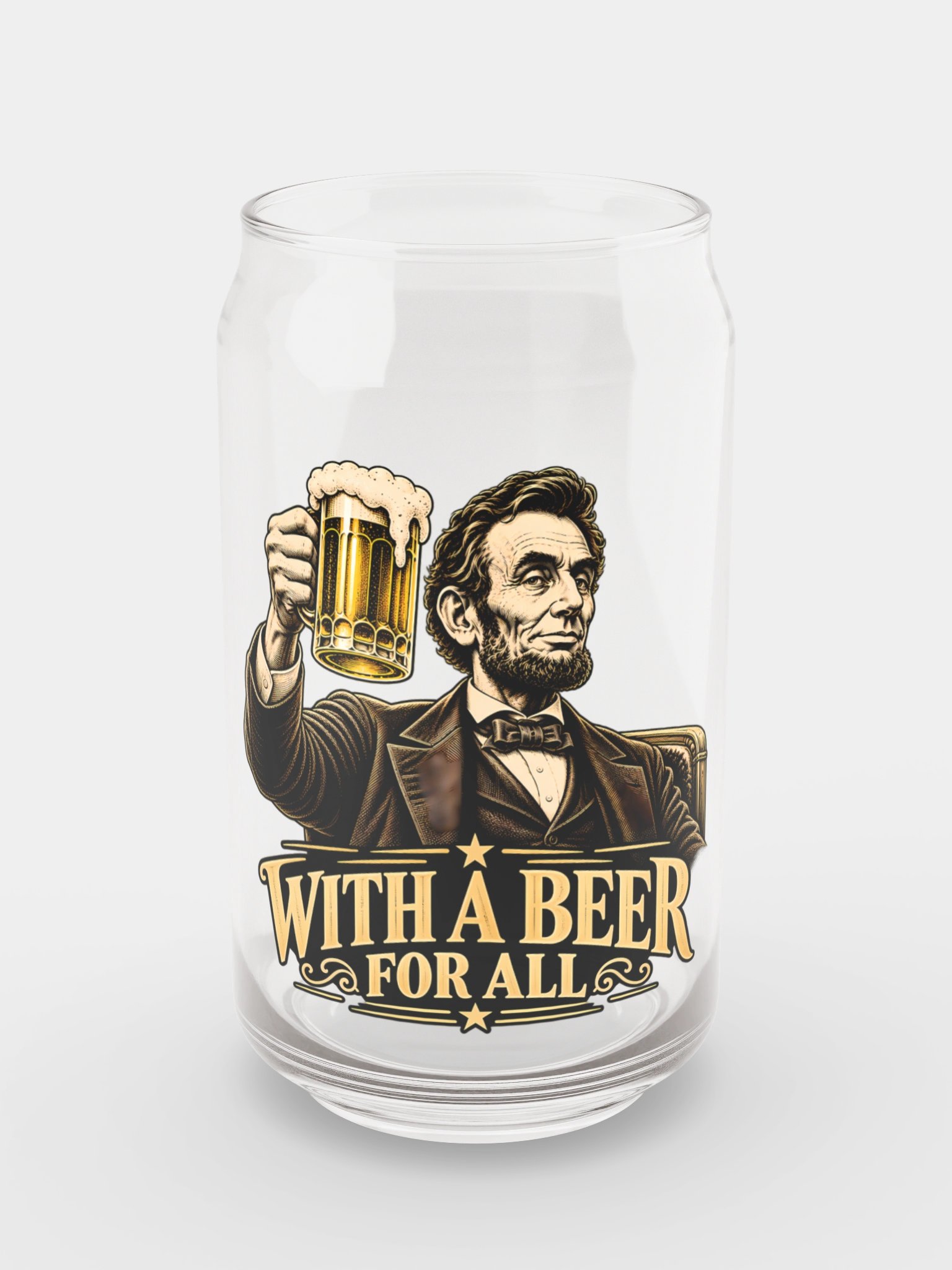 Abraham Lincoln “With a Beer for All” Beer Can Glass product image (7)