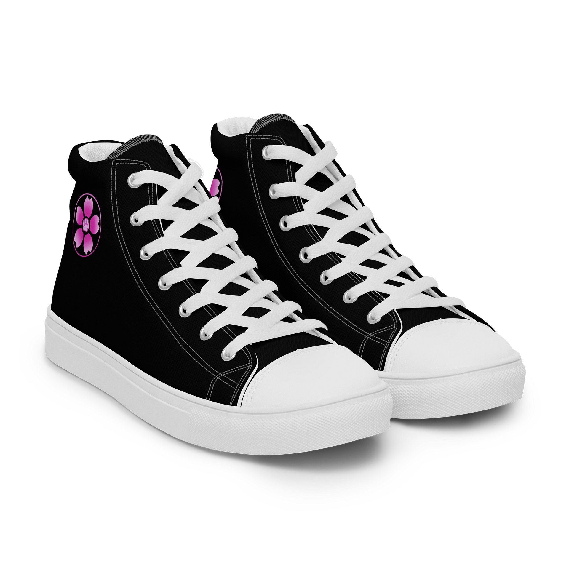 Moo Cherry Pawsom Logo Women's High-Canvas Shoes (Black) product image (8)