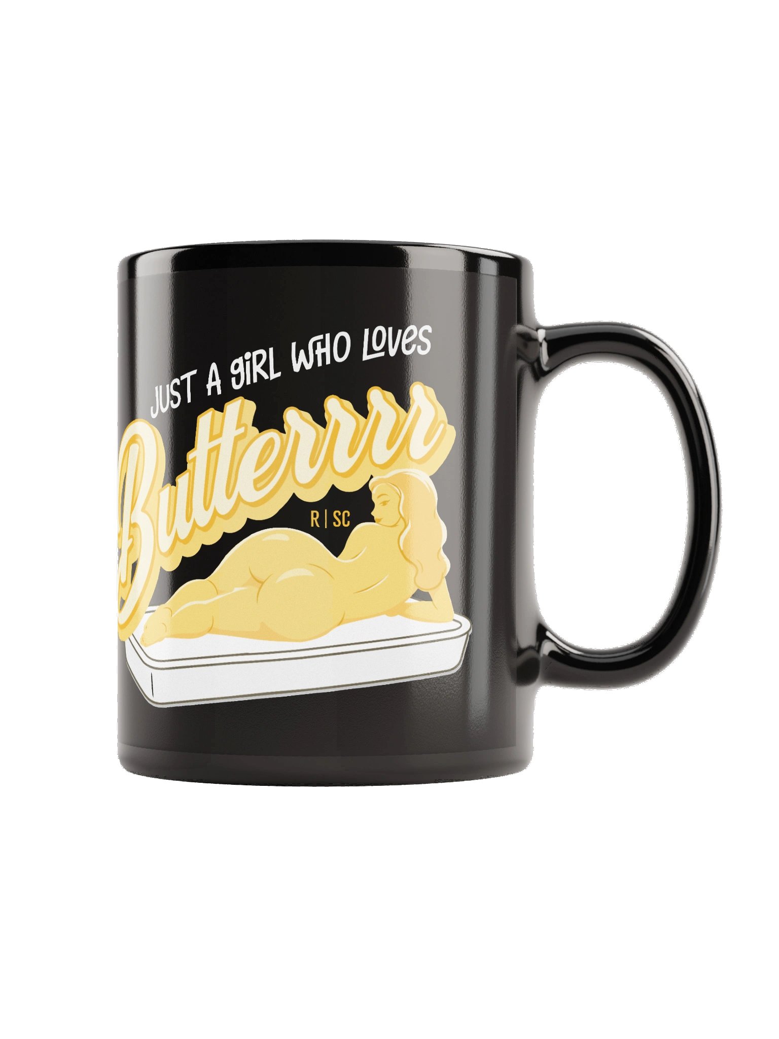 Just a Girl Who Loves Butterrrr Black Mug product image (3)