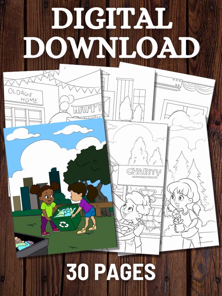 Kids Doing Community Service Printable Coloring Pages | Larkspur and Tea