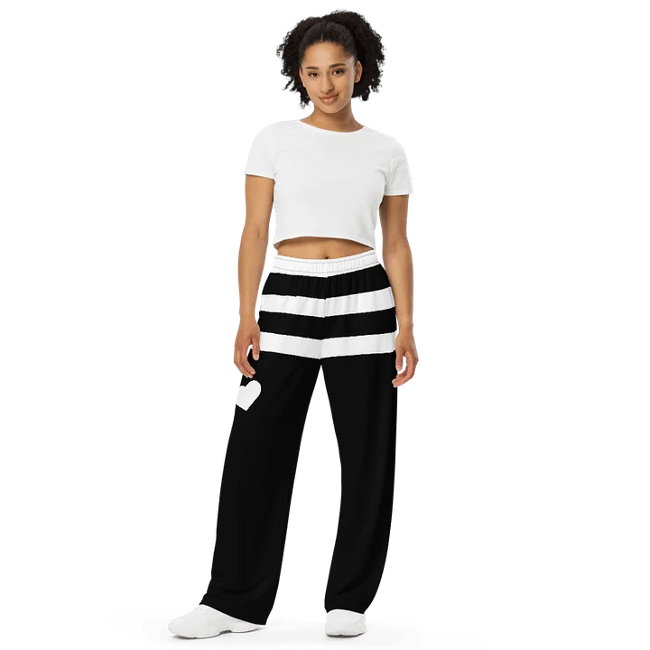 Black and White Stripes/All-Over Print Unisex Wide-Leg Pants by Sublicolor product image (1)