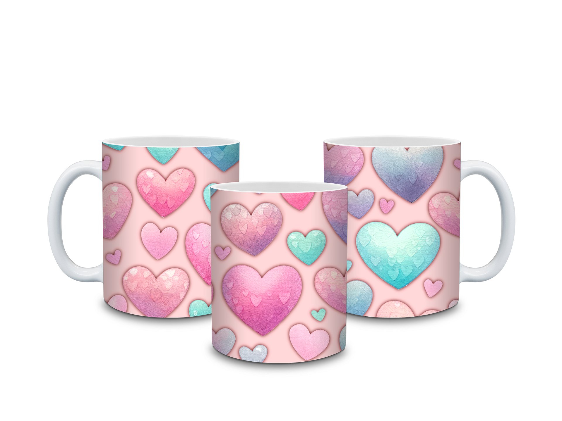 (Pink) Colorful Hearts 11oz Coffee Mug – Cute and Romantic Love-Themed Ceramic Cup – Perfect for Valentine's Day, Anniversaries, or Daily Use product image (4)