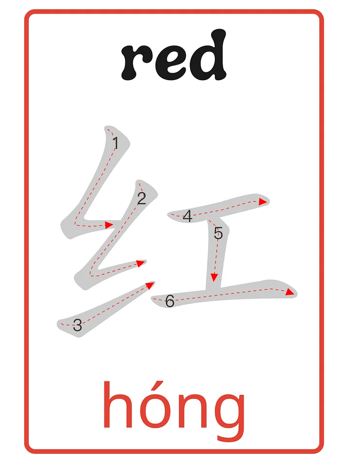 Chinese Stroke Order Cards for Colors | Learn Mandarin Hanzi Writing Practice product image (1)