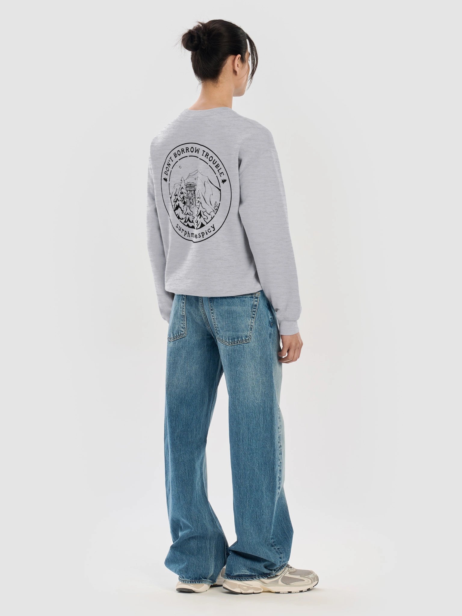 Don't Borrow Trouble Black Graphic Sweatshirt product image (40)