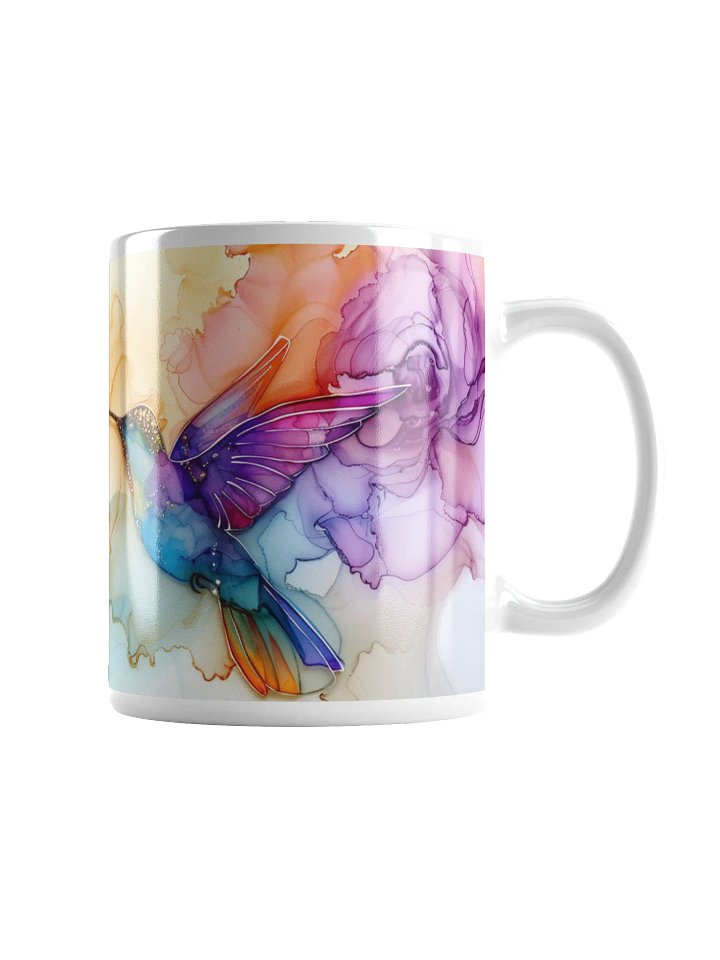 Hummingbird Alcohol Ink White Glossy Ceramic Mug by Treasure Pie product image (1)