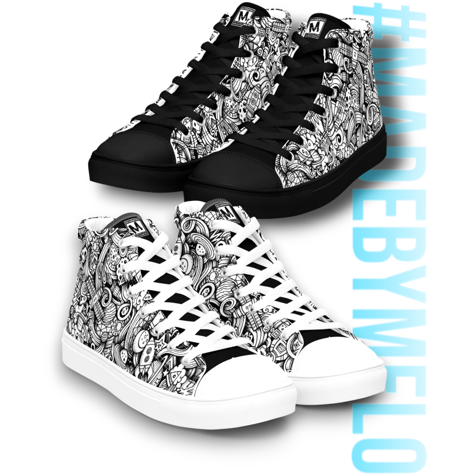 Dark Space Scribble - Men's High Tops | #MadeByMELO product image (10)