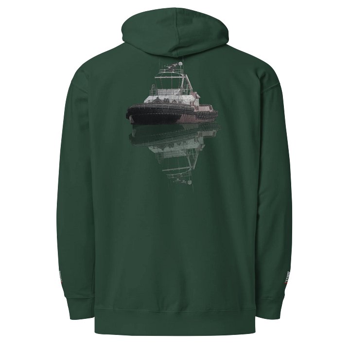 Tug Athena side & Reflection – Maritime Heritage | Twin Anchor Apparel Wheelhouse Watch Line product image (1)