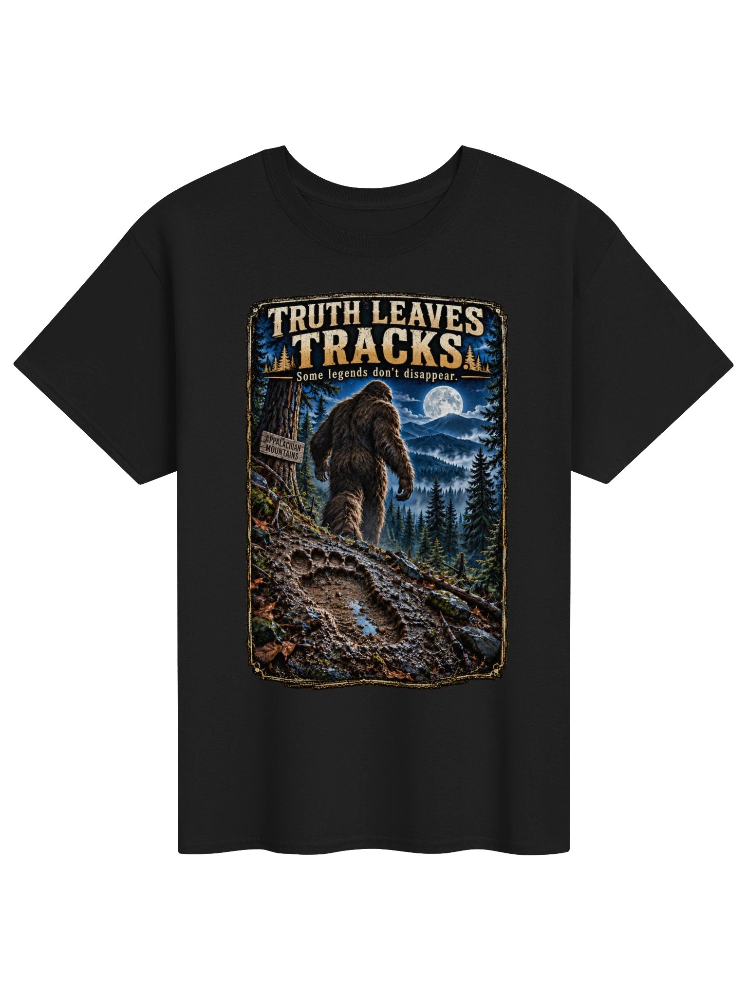 Truth Leaves Tracks Bigfoot T-Shirt – Sasquatch Footprint Wilderness Tee product image (111)