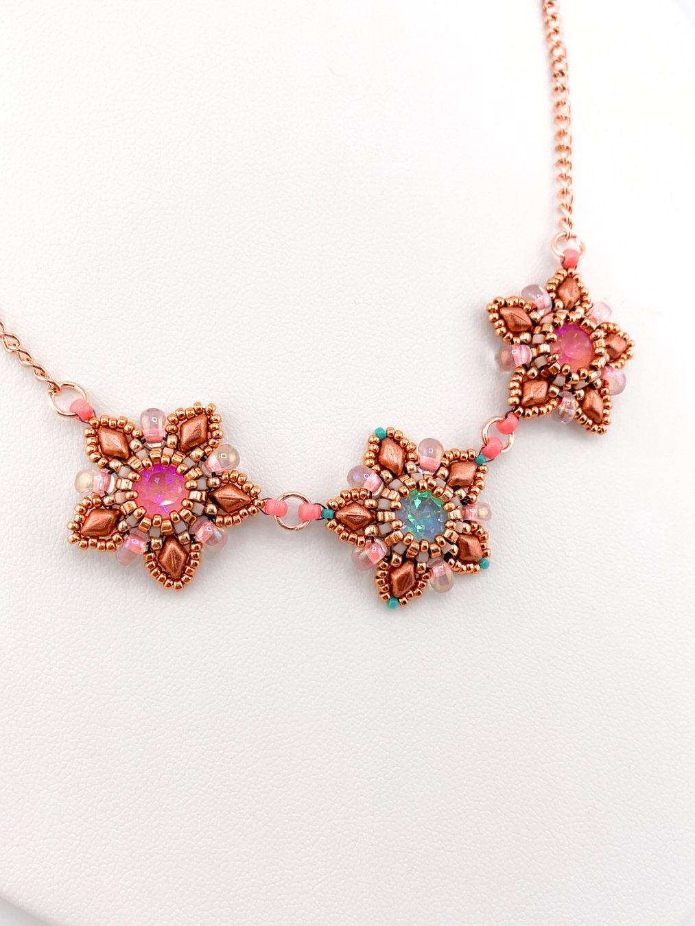 Surf Star Beaded Crystal Necklace - Rose Gold product image (3)