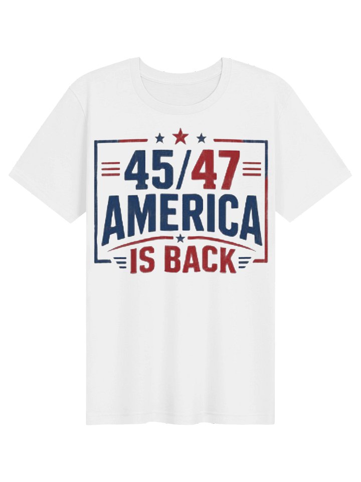 45/47 America Is Back Patriotic T-Shirt | Red White Blue Stars & Stripes Graphic Shirt product image (2)