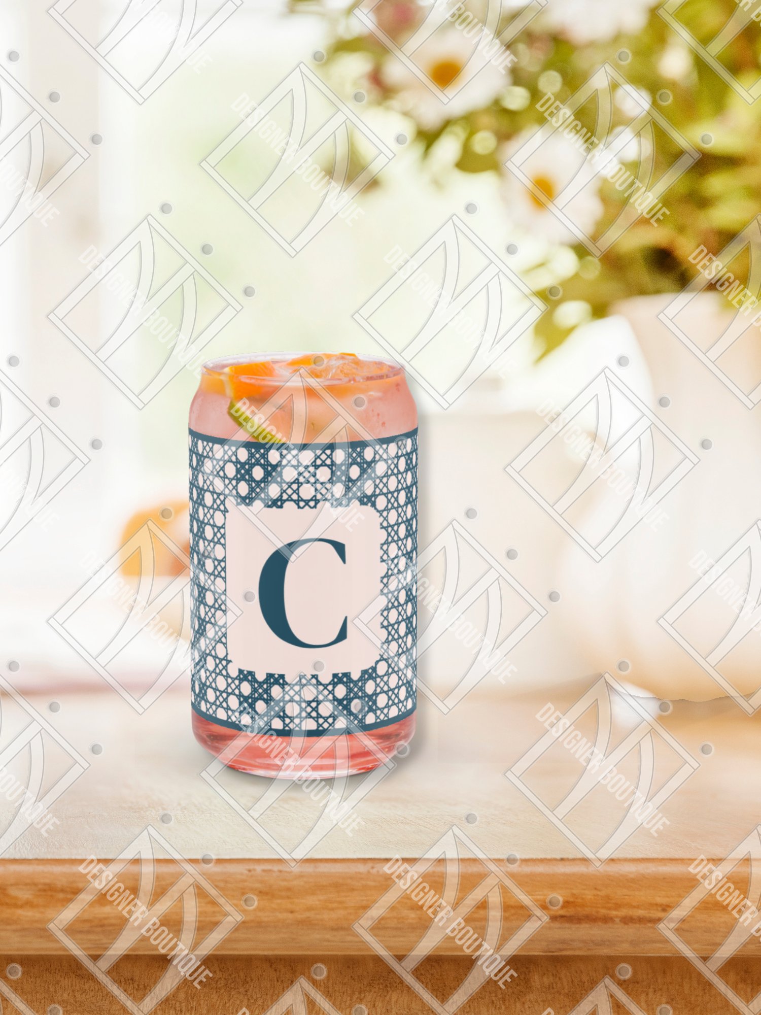Le Rose Blue Monogram B Can-Shaped Glass product image (4)