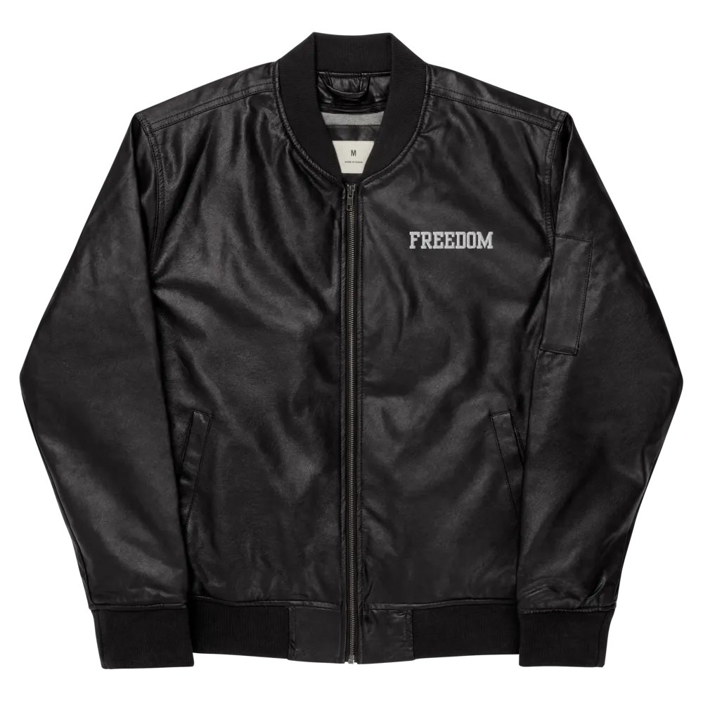 Freedom Faux Leather Bomber Jacket product image (11)