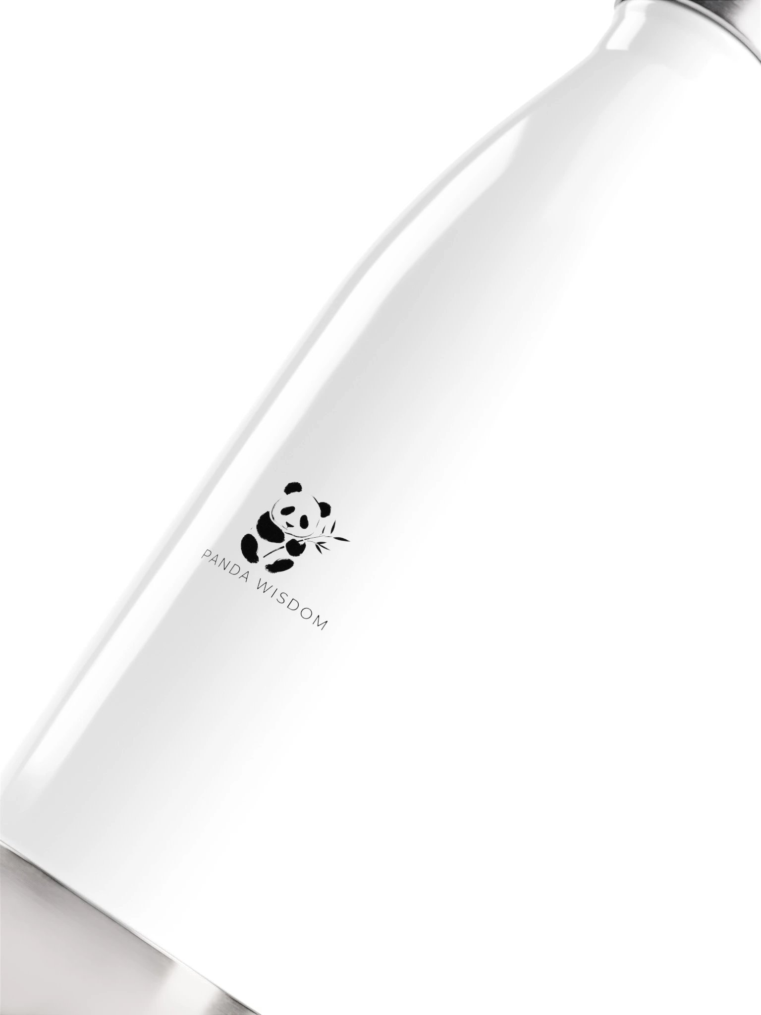 Panda Wisdom Stainless Steel Water Bottle - Black on White product image (5)