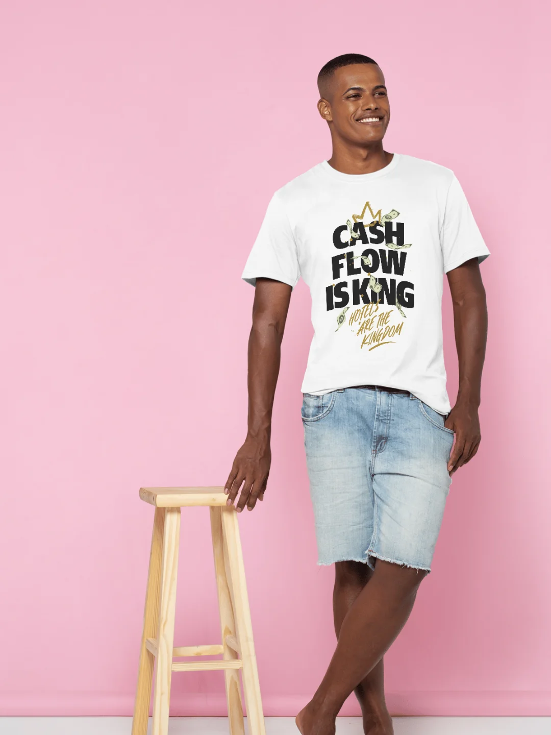 Hotel T-Shirt – Cash Flow Is King, Hotels Are The Kingdom (White) product image (10)
