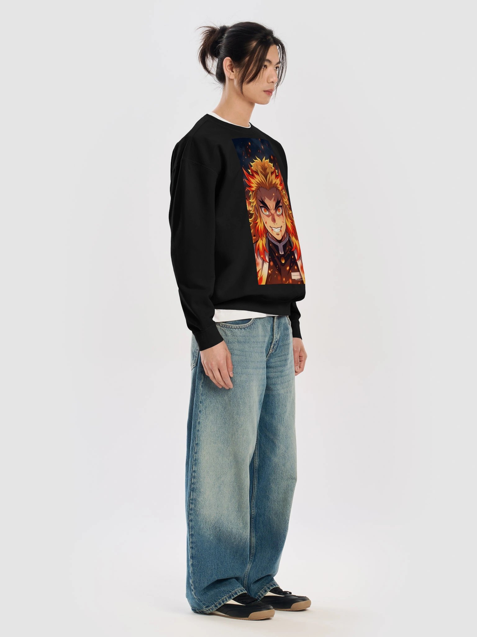 Fiery Anime Warrior Crewneck Sweatshirt product image (7)