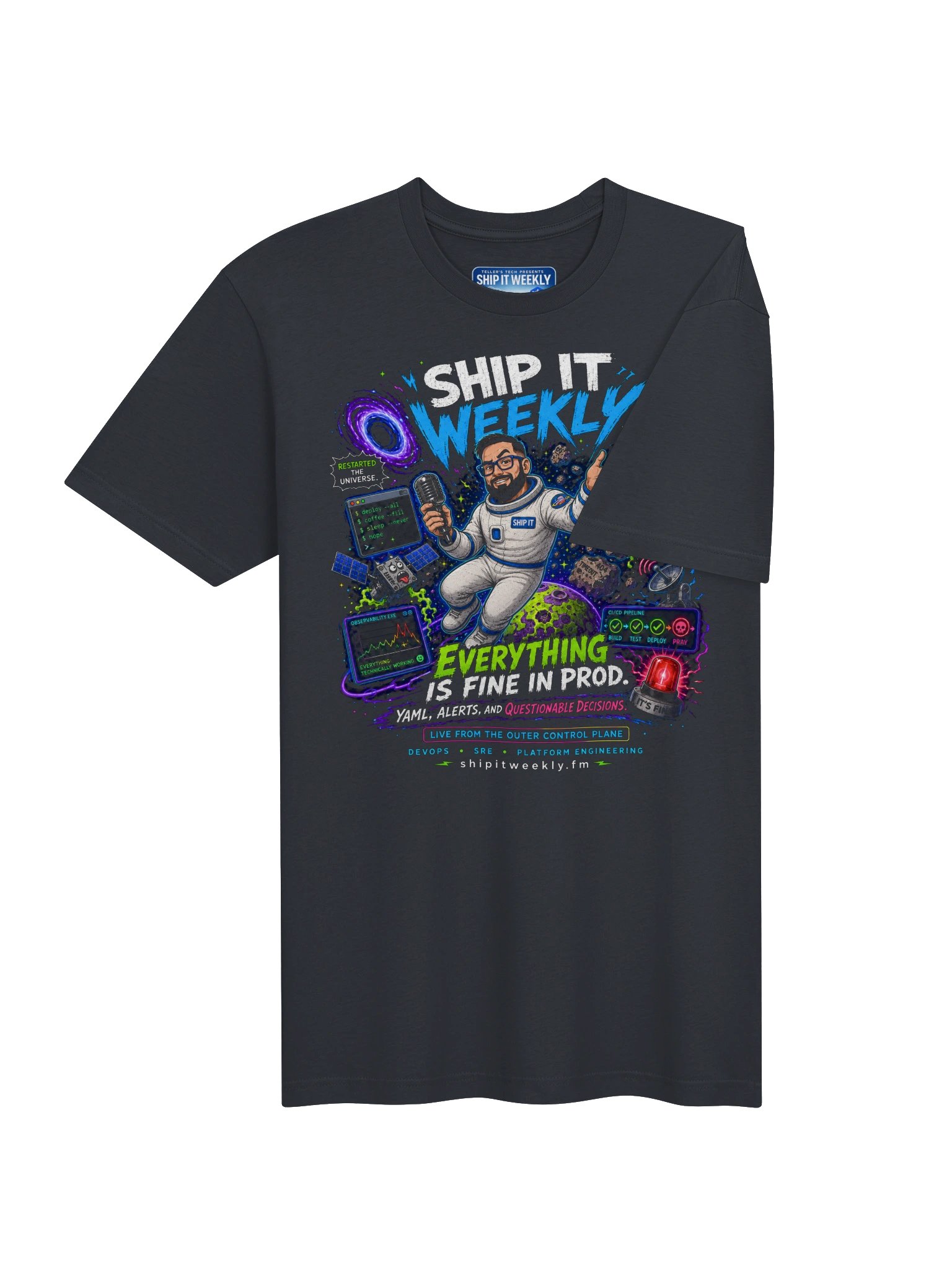 Everything Is Fine in Prod | Ship It Weekly DevOps Tee product image (14)