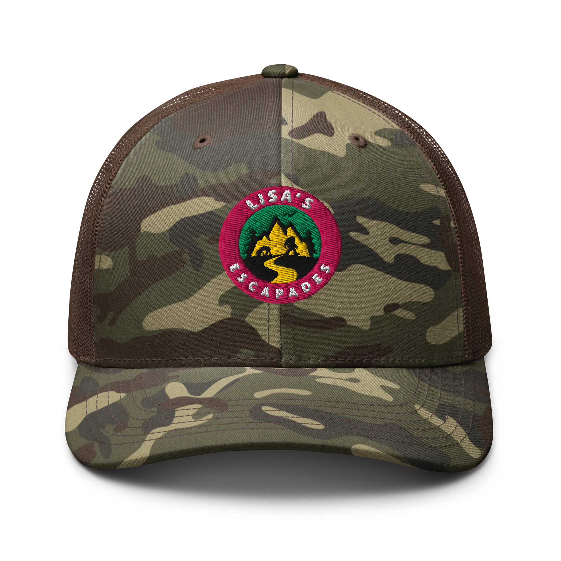 Lisa’s Escapades Adventure Logo Camo Brown Hat product image (1)