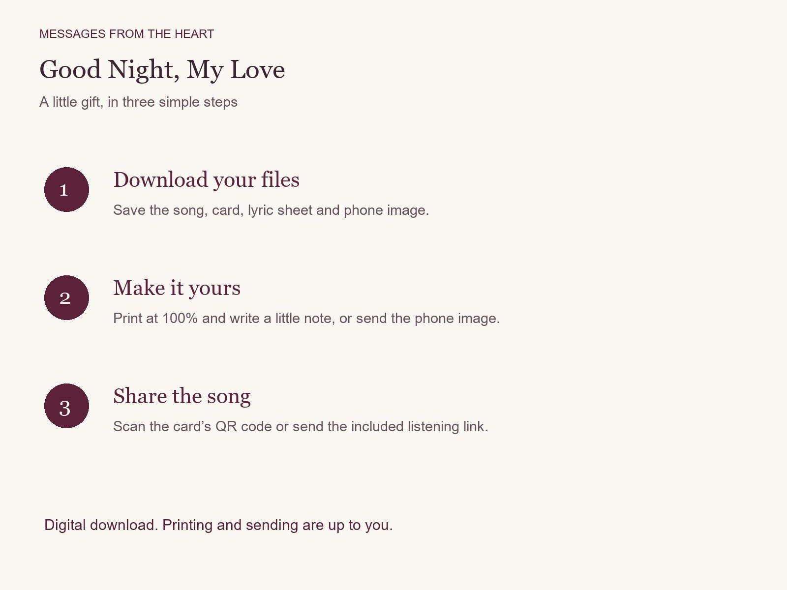 Good Night, My Love — Printable Song Gift product image (3)
