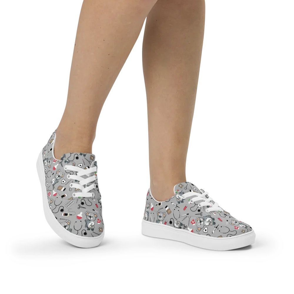 Cute Medical Koala Lace-up Canvas Shoes (Grey) product image (2)