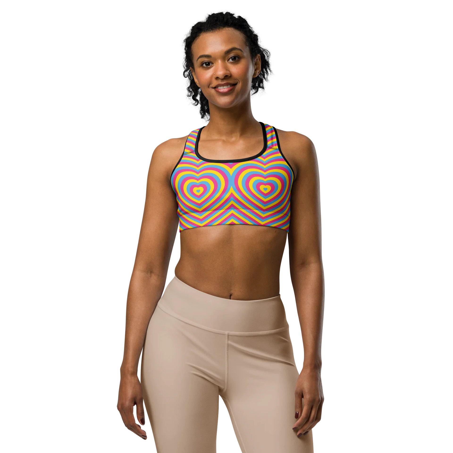 Pansexual Pride Hearts Sports Bra product image (1)