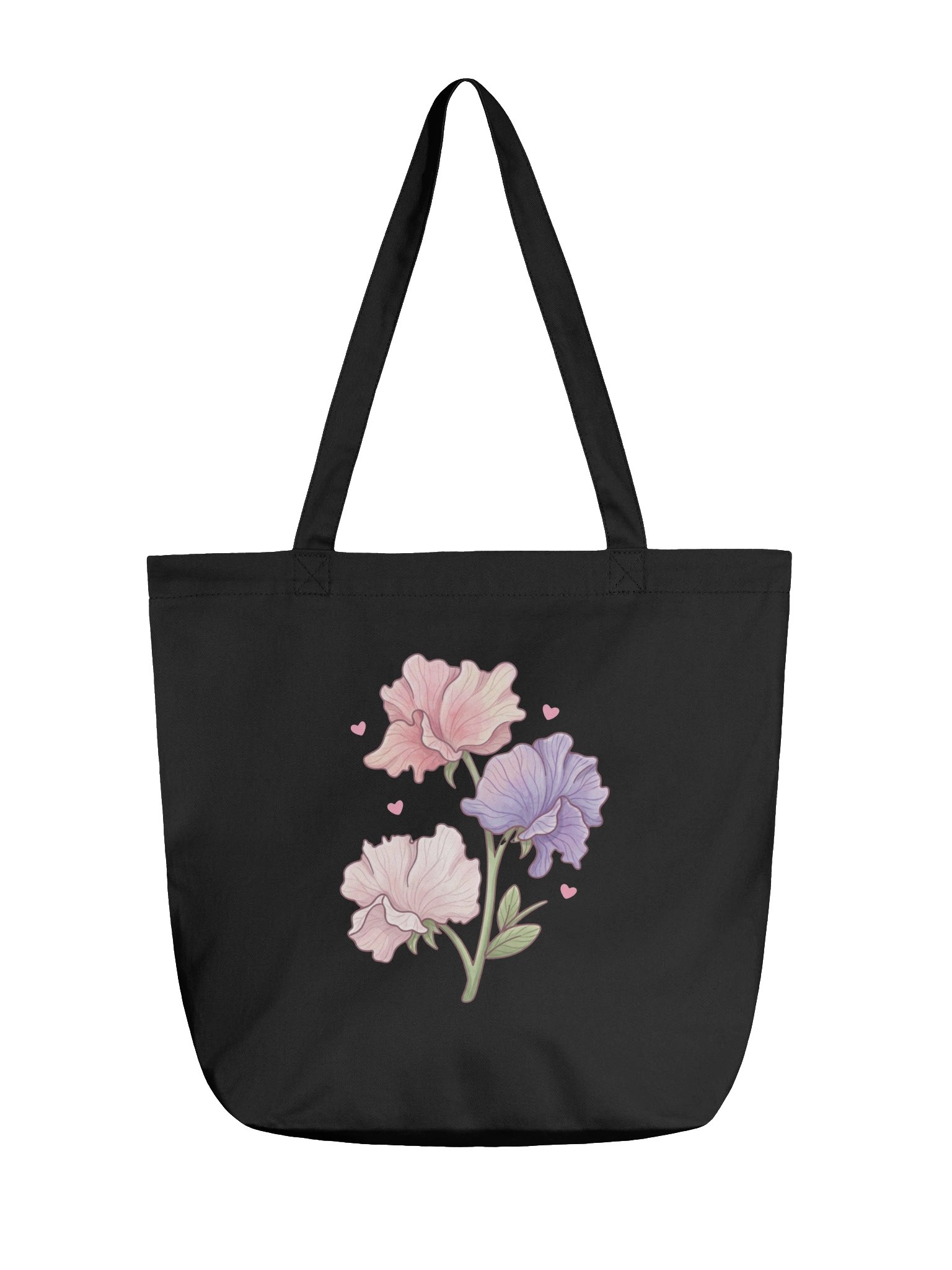 Pastel Flower Tote Bag In Black and Oyster product image (2)